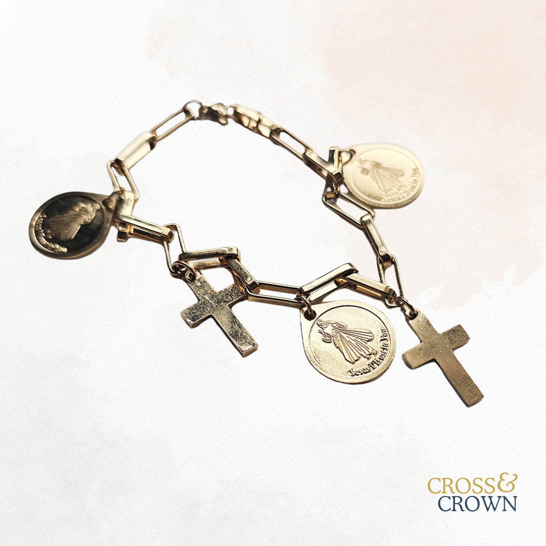 Divine Mercy Stainless Steel Charm Bracelet