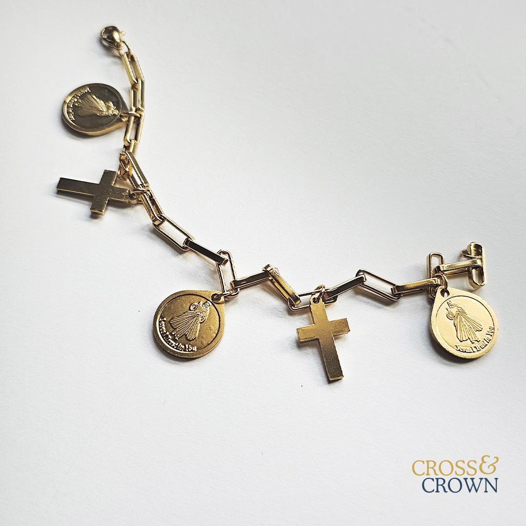 Divine Mercy Stainless Steel Charm Bracelet