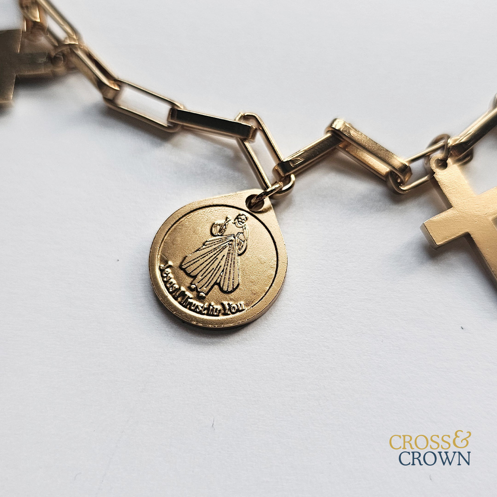 Divine Mercy Stainless Steel Charm Bracelet