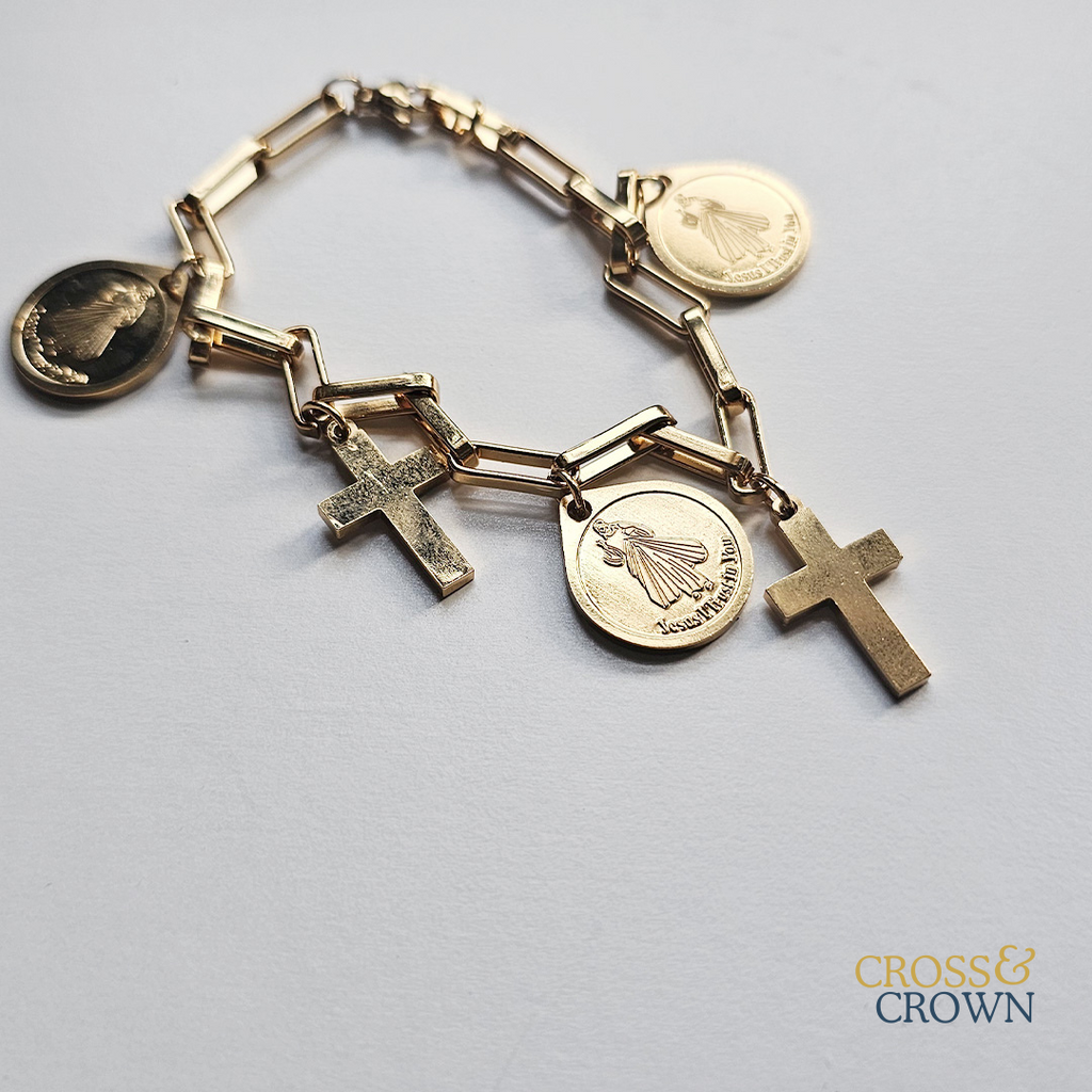 Divine Mercy Stainless Steel Charm Bracelet